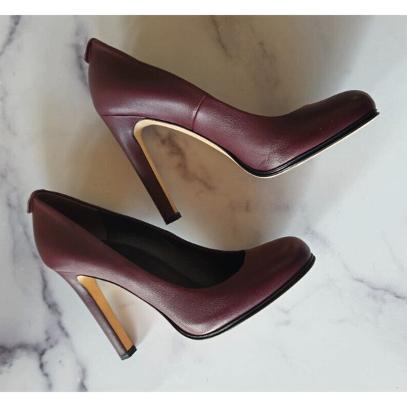 Gucci Women Pumps 38 US 8 Maroon Leather Interlocking G High Heels Slip On Shoes - Picture 10 of 14